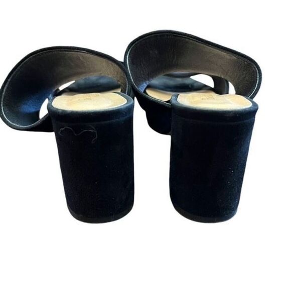 Vero Cuoio Bella Russo Italian Made Black Suede Block Heel Slip On Sandal Size 3 - Picture 4 of 5